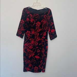 Black Halo Marissa Sheath Elegant Red and Black Dress